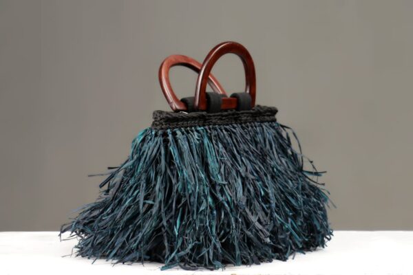 Midnight Tide Raffia Grass Bag