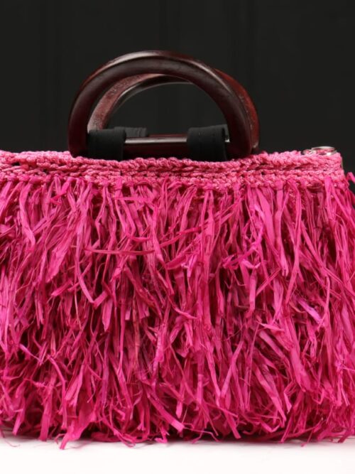 Rose Petal Raffia Grass Bag