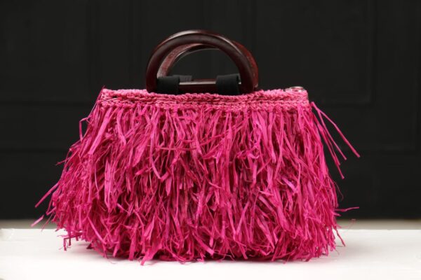 Rose Petal Raffia Grass Bag