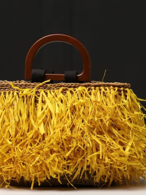 Sunshine Glow Raffia Grass Bag