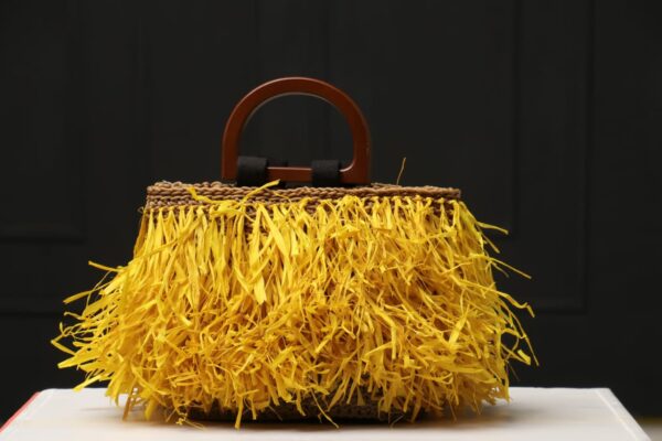 Sunshine Glow Raffia Grass Bag