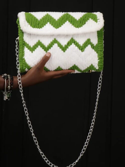 Ziggy Green, White Crochet Purse