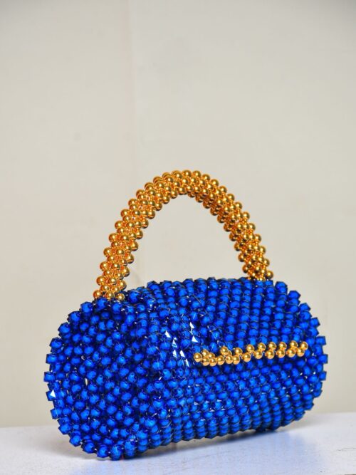 Blue Ocean Spiral Beaded Bag