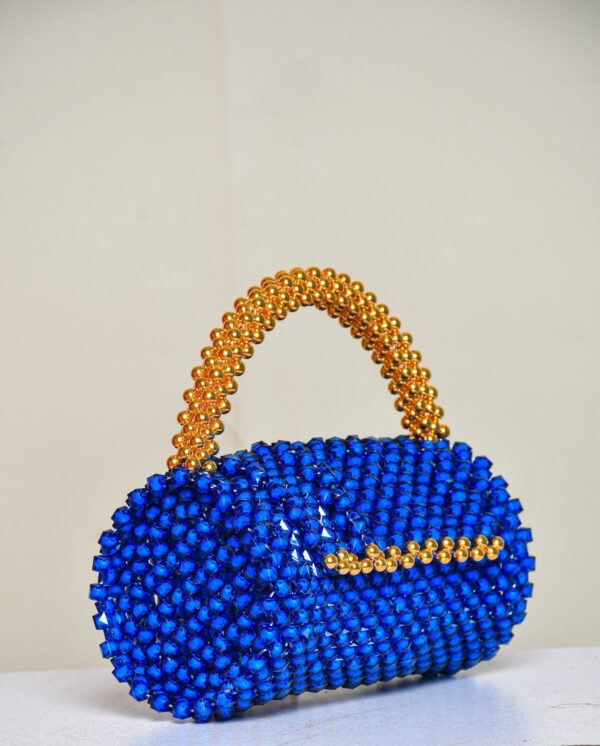 Blue Ocean Spiral Beaded Bag