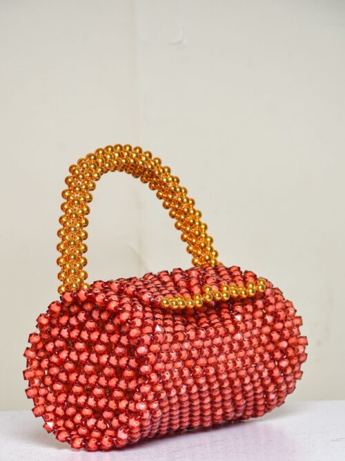 Orange Sunset Spiral Beaded Bag