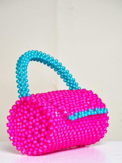 Pink Blossom Spiral Beaded Bag