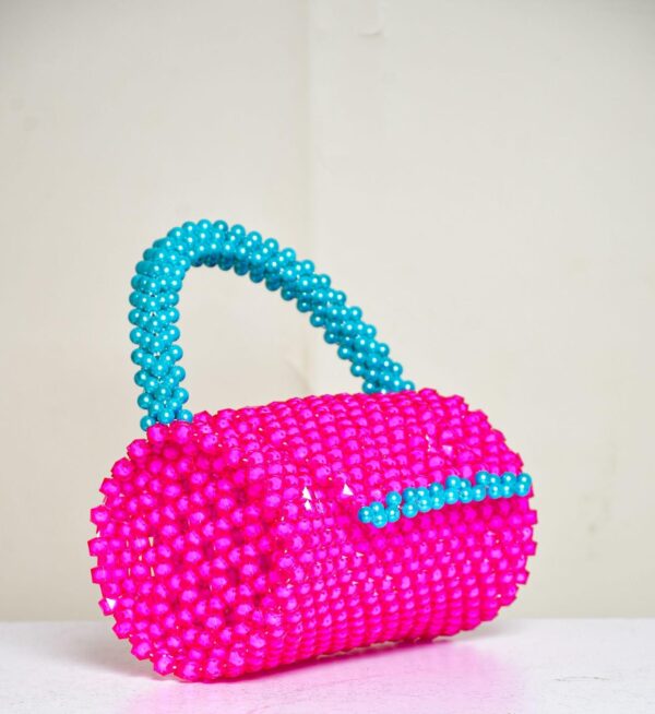 Pink Blossom Spiral Beaded Bag