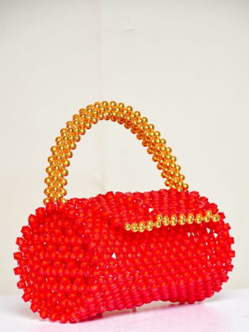 Red Radiance Spiral Beaded Bag