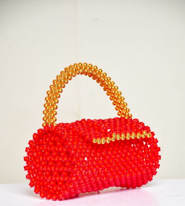 Red Radiance Spiral Beaded Bag